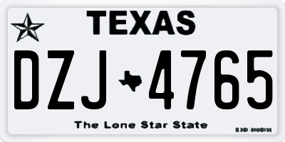 TX license plate DZJ4765