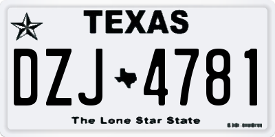 TX license plate DZJ4781