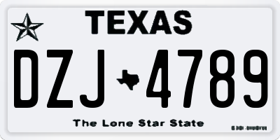 TX license plate DZJ4789