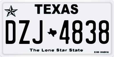 TX license plate DZJ4838