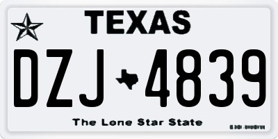 TX license plate DZJ4839