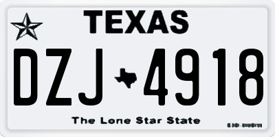 TX license plate DZJ4918