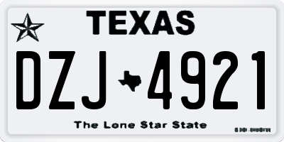 TX license plate DZJ4921