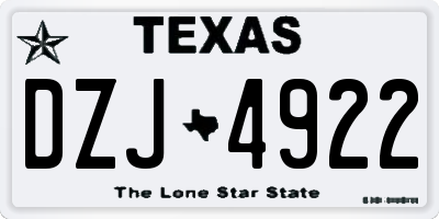TX license plate DZJ4922