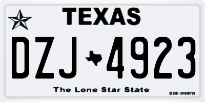 TX license plate DZJ4923