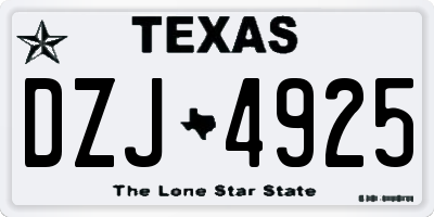 TX license plate DZJ4925