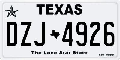 TX license plate DZJ4926