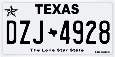 TX license plate DZJ4928