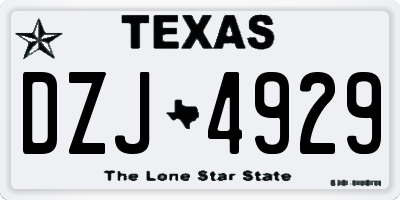 TX license plate DZJ4929