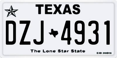 TX license plate DZJ4931