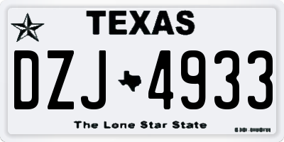 TX license plate DZJ4933