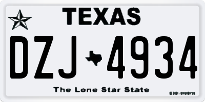 TX license plate DZJ4934