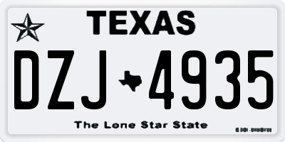 TX license plate DZJ4935