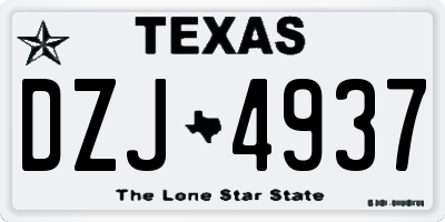 TX license plate DZJ4937