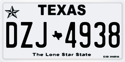 TX license plate DZJ4938