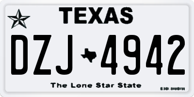 TX license plate DZJ4942