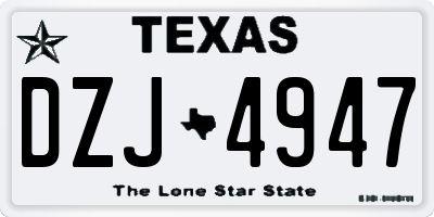 TX license plate DZJ4947