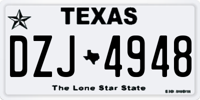 TX license plate DZJ4948