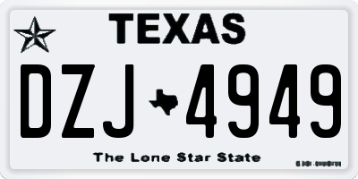 TX license plate DZJ4949