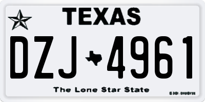 TX license plate DZJ4961