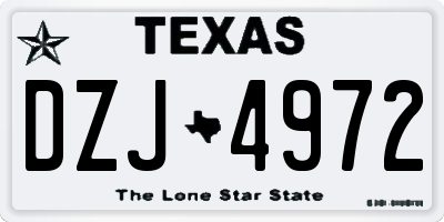 TX license plate DZJ4972