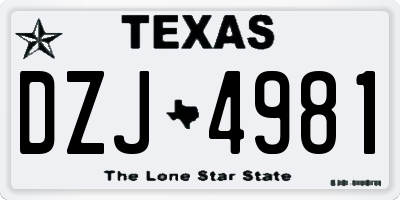 TX license plate DZJ4981