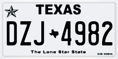 TX license plate DZJ4982