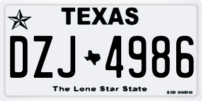 TX license plate DZJ4986