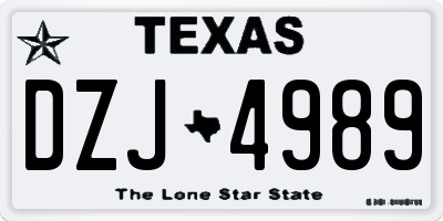 TX license plate DZJ4989