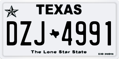 TX license plate DZJ4991