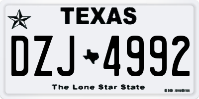 TX license plate DZJ4992