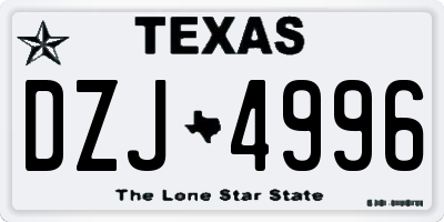 TX license plate DZJ4996