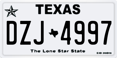 TX license plate DZJ4997