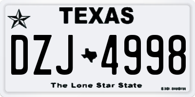 TX license plate DZJ4998