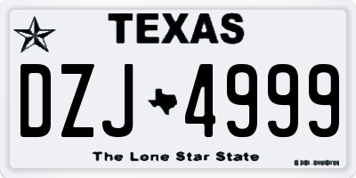 TX license plate DZJ4999