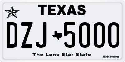 TX license plate DZJ5000