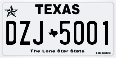 TX license plate DZJ5001