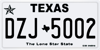TX license plate DZJ5002