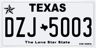 TX license plate DZJ5003
