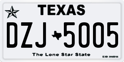 TX license plate DZJ5005