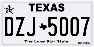 TX license plate DZJ5007