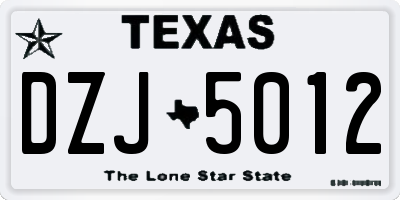 TX license plate DZJ5012