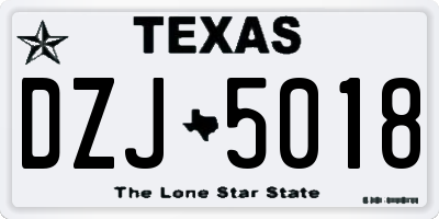 TX license plate DZJ5018