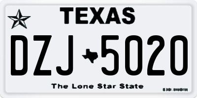 TX license plate DZJ5020