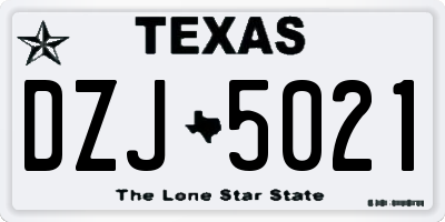 TX license plate DZJ5021