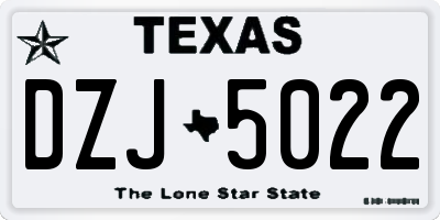 TX license plate DZJ5022