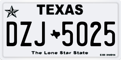 TX license plate DZJ5025