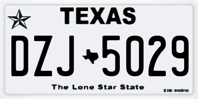 TX license plate DZJ5029