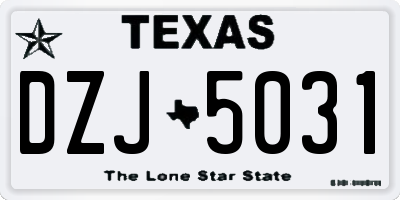 TX license plate DZJ5031