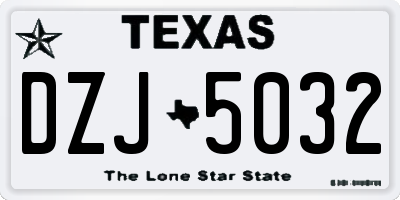 TX license plate DZJ5032